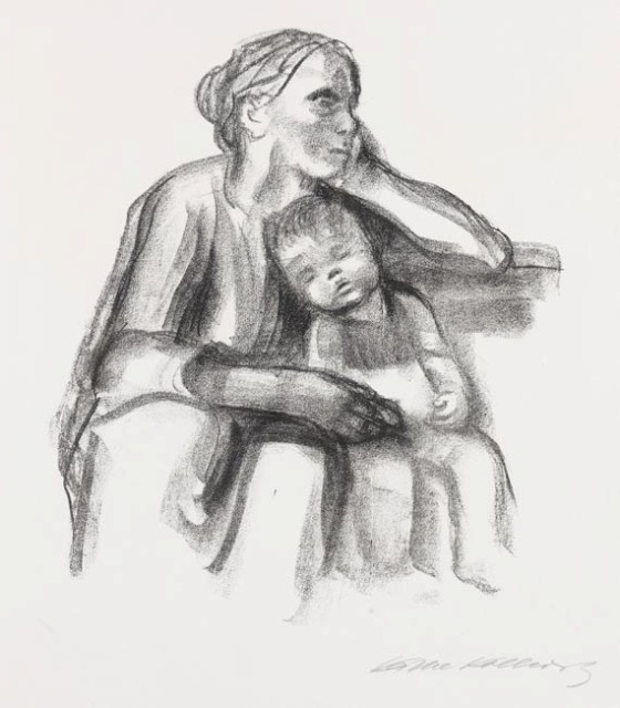 K�the Kollwitz: Arbeiterfrau mit schlafendem Jungen