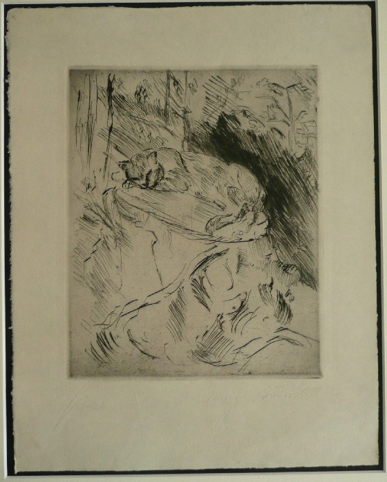 Lovis Corinth: Katze auf Baumstrunk